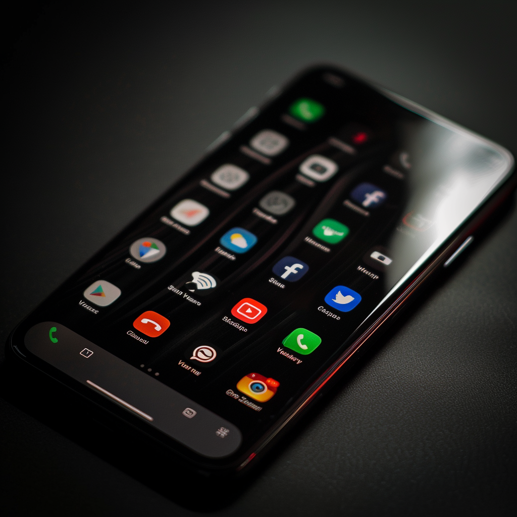 Smartphone sobre una superficie negra | Fuente: Midjourney