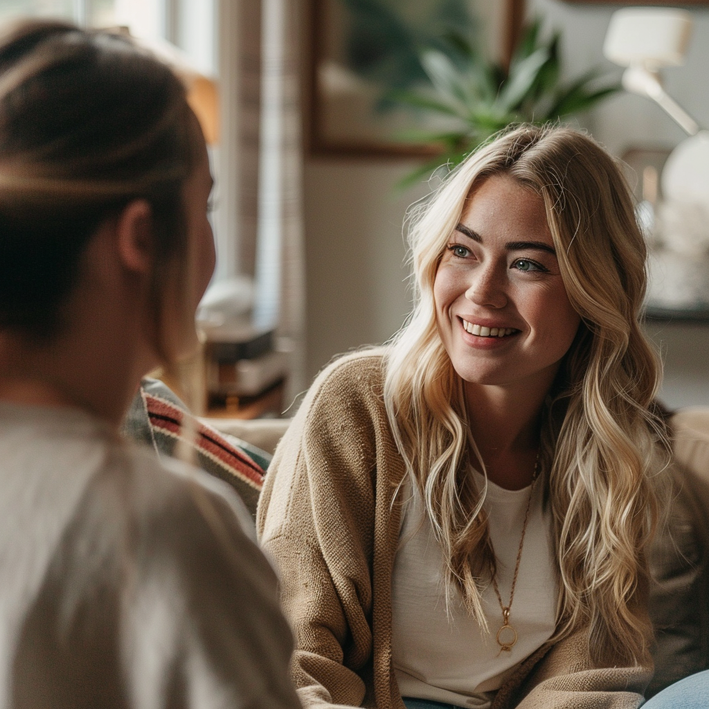 Dos mujeres manteniendo una conversación | Fuente: Midjourney