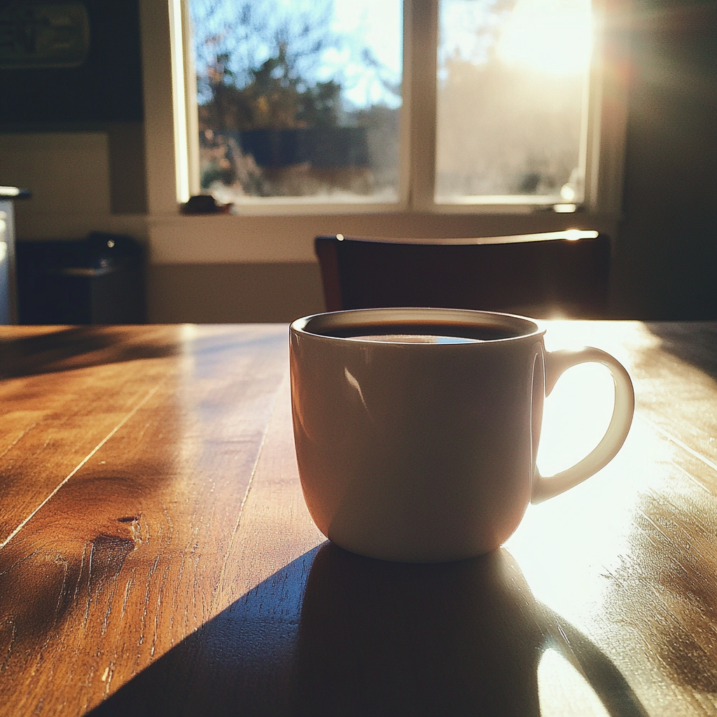 Una taza de café sobre una mesa | Fuente: Midjourney