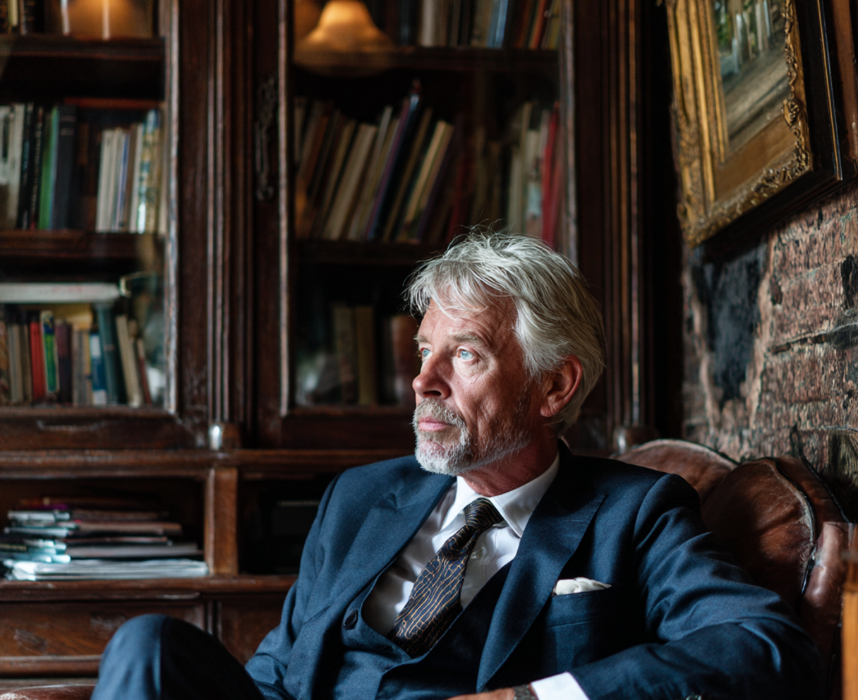 Un uomo anziano seduto in poltrona | Fonte: Midjourney