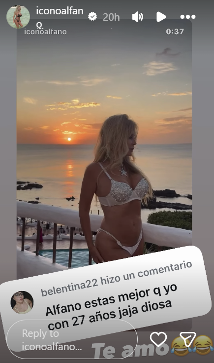 Graciela Alfano luciendo su microbikini blanca con detalles de strass plateado | Fuente: Instagram Stories/iconoalfano