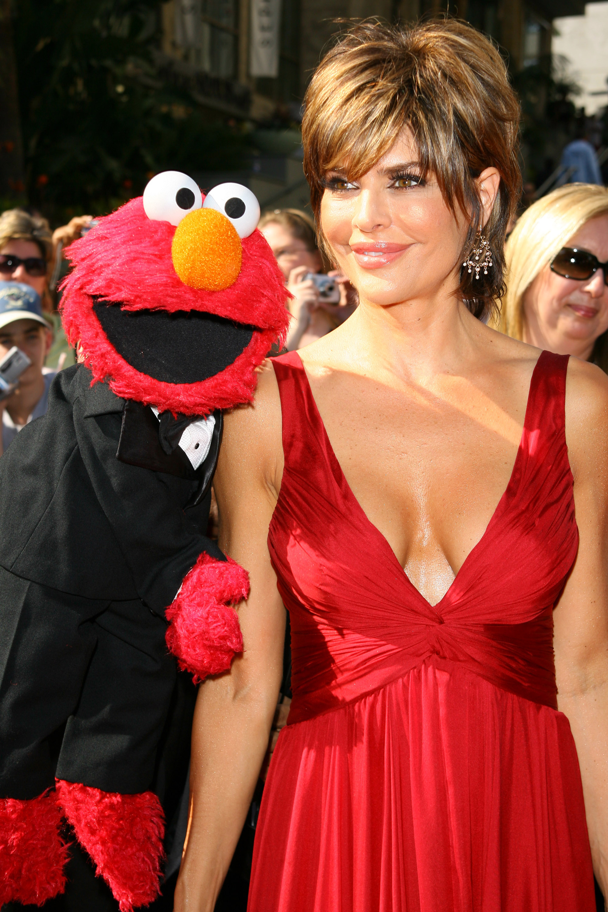 Lisa Rinna y Elmo en la 34ª edición de los Premios Emmy diurnos, celebrada en Hollywood, California, en 2007. | Fuente: Getty Images