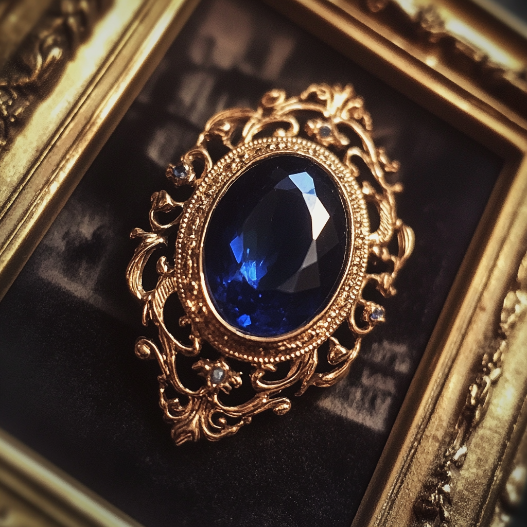Un broche en un marco de oro | Fuente: Midjourney