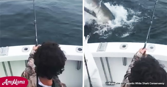 Chico disfrutaba de un día de pesca con su padre y se encontró cara a cara con un tiburón