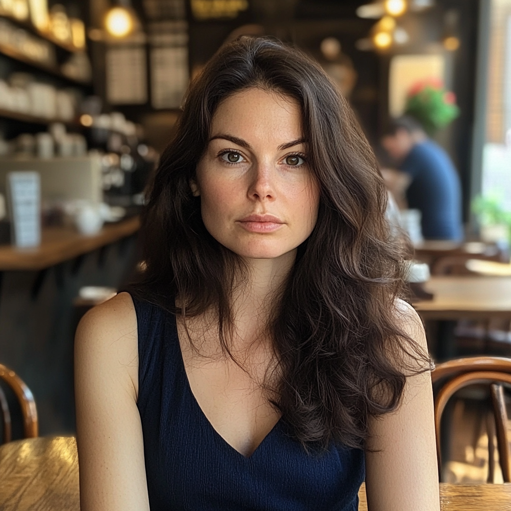 Una donna seduta in un bar | Fonte: Midjourney