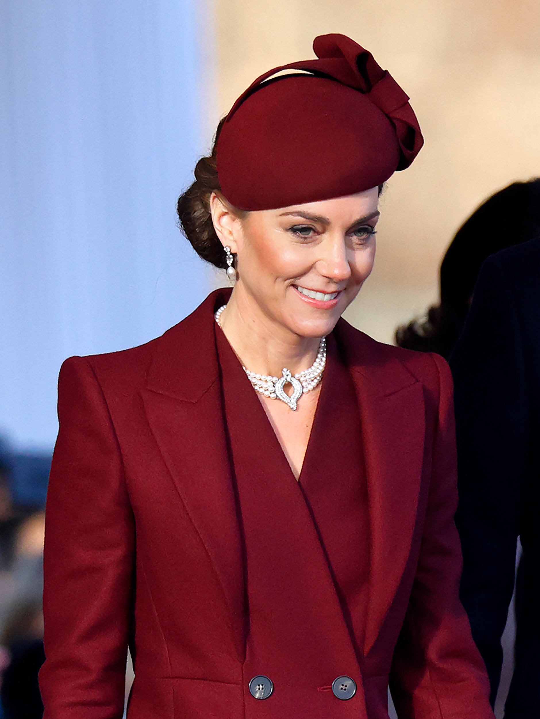 La princesa Catherine asiste a la Ceremonia de Bienvenida, en Horse Guards Parade, al Emir del Estado de Qatar, en el primer día de su Visita de Estado al Reino Unido, en Londres, Inglaterra, el 3 de diciembre de 2024 | Fuente: Getty Images