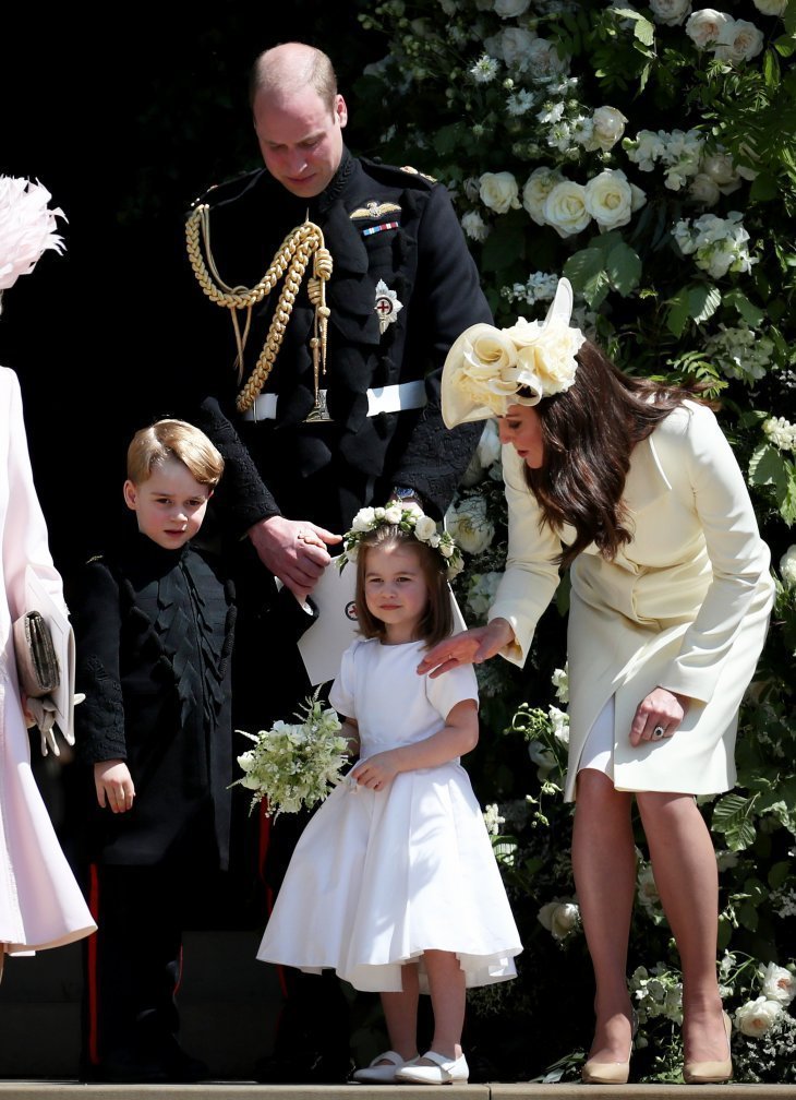 Los duques de Cambridge junto a sus hijos en la boda del Príncipe Enrique y Meghan Markle. | Imagen: Getty Images