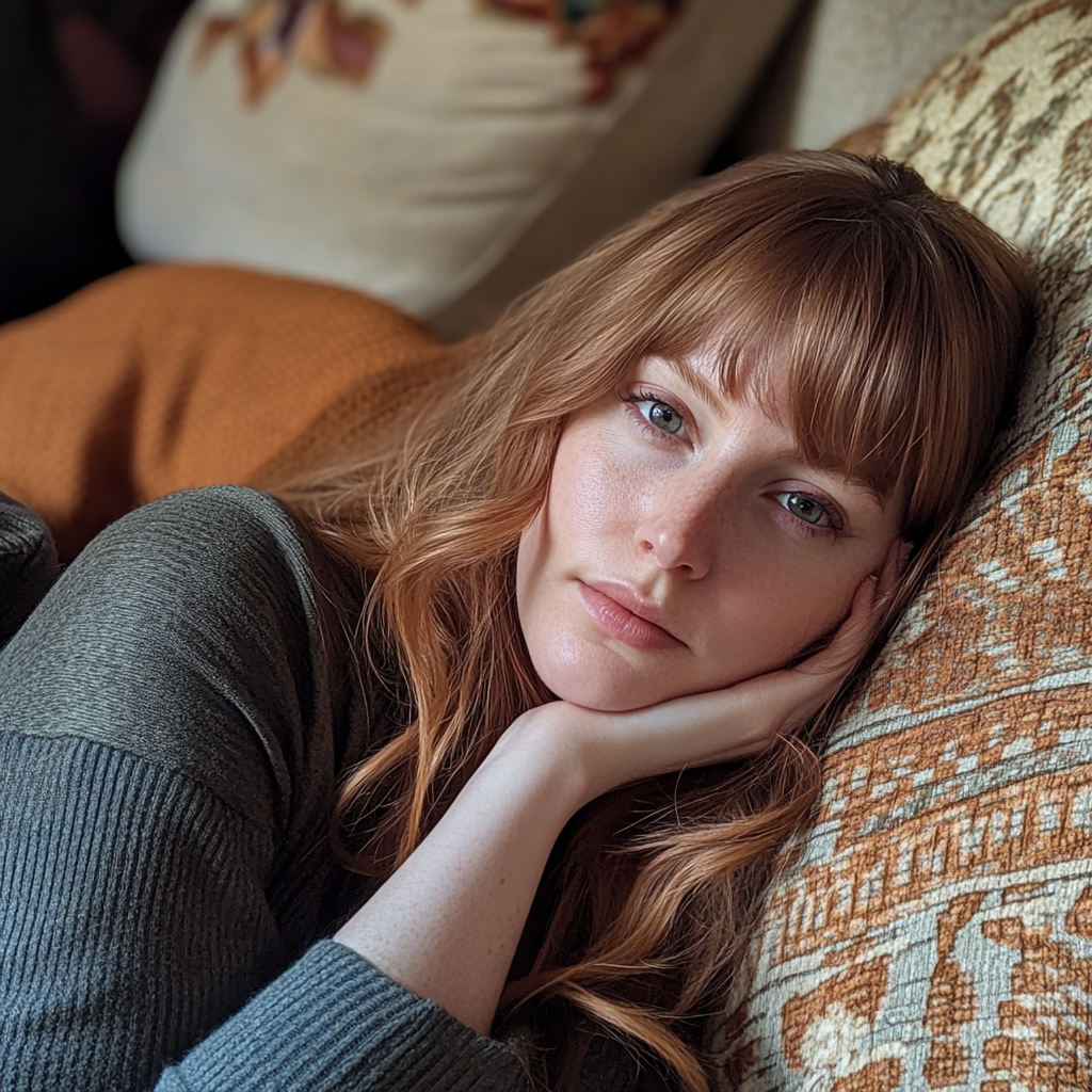Una mujer apoyada en una almohada | Fuente: Midjourney