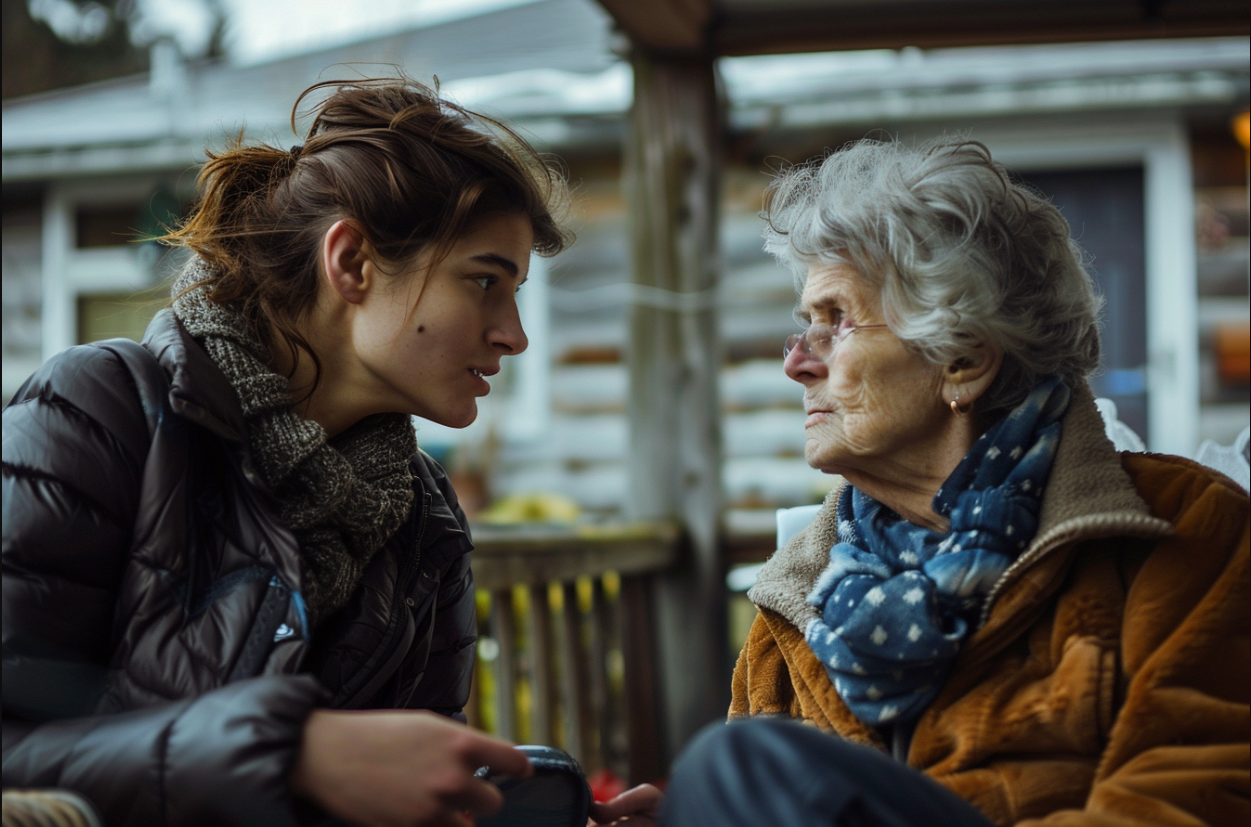 Dos mujeres hablando | Fuente: MidJourney