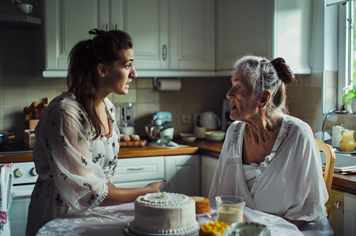 Dos mujeres discutiendo en una cocina | Fuente: Midjourney