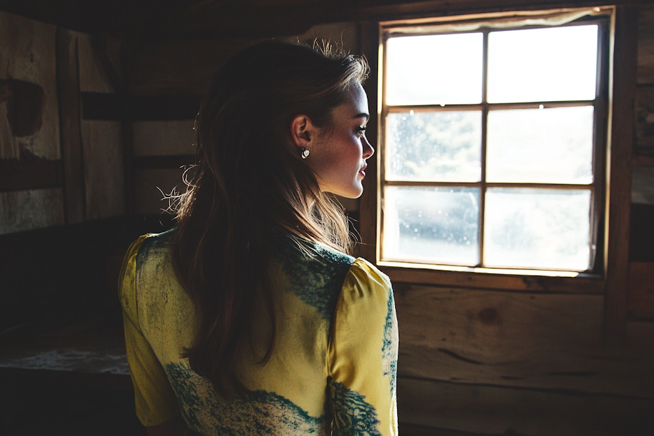 Una mujer elegante en un edificio destartalado | Fuente: Midjourney