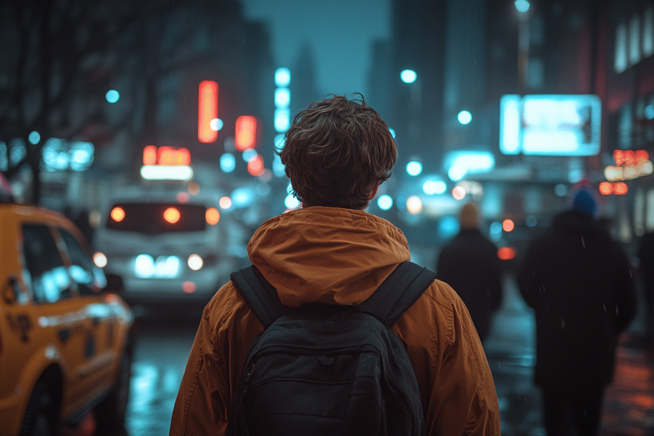 Un niño caminando por una calle | Fuente: Midjourney