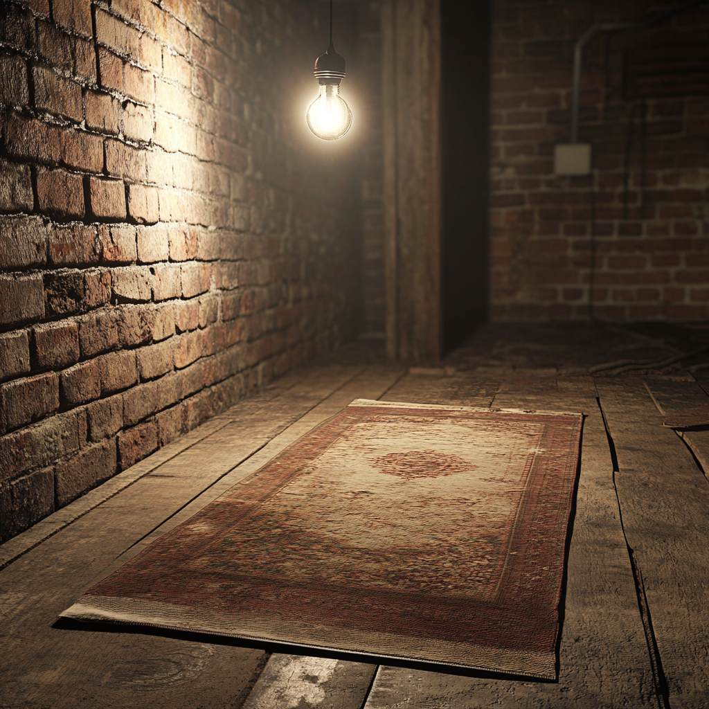 Una alfombra sobre un suelo de madera | Fuente: Midjourney