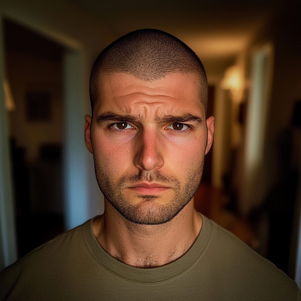 Primer plano de un hombre con el ceño fruncido | Fuente: Midjourney