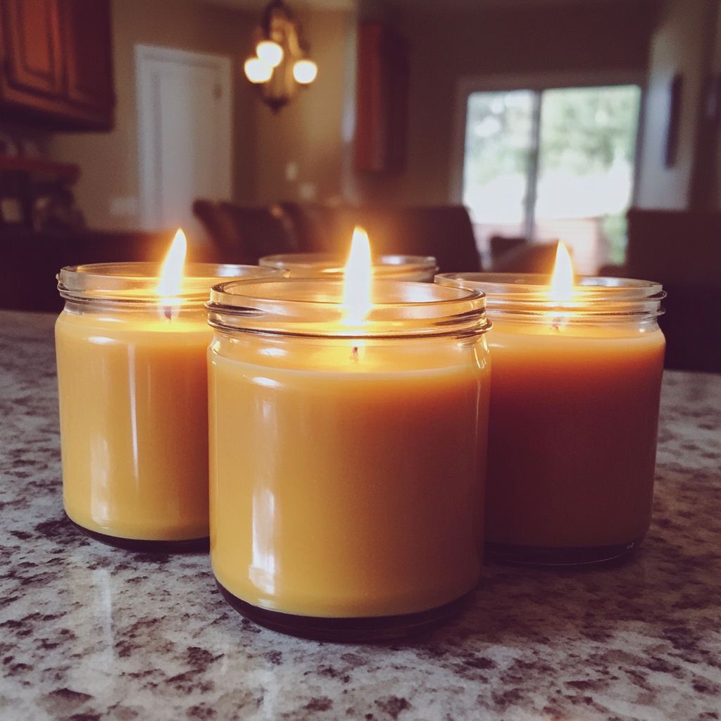 Velas caseras en la encimera de la cocina | Fuente: Midjourney