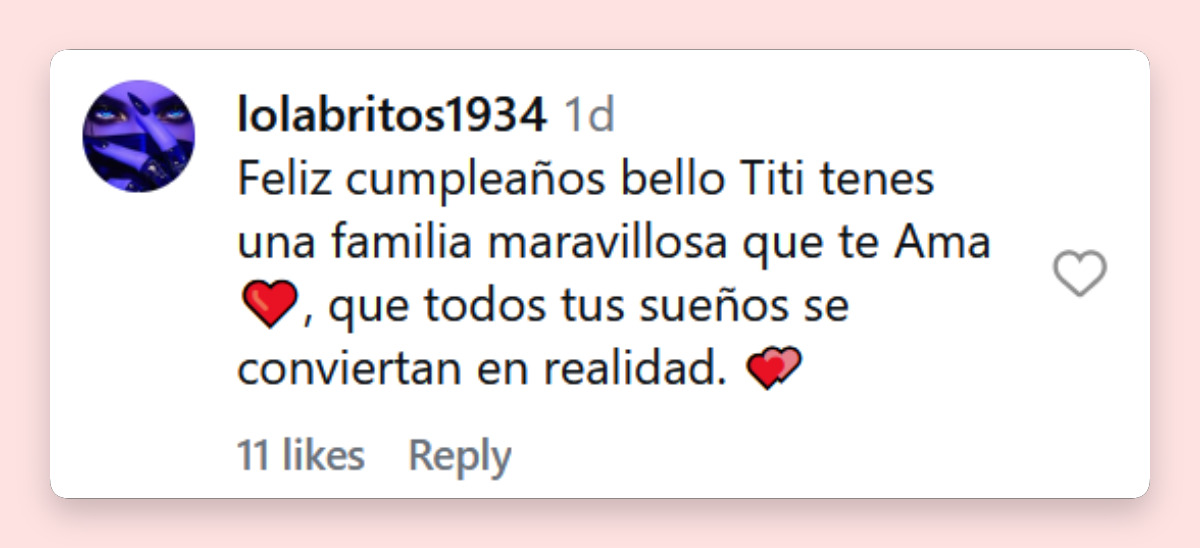 Comentario de una usuaria sobre el cumpleaños de Thiago Rodríguez, el hijo menor de Nazarena Vélez | Fuente: Instagram/nazarenavelez