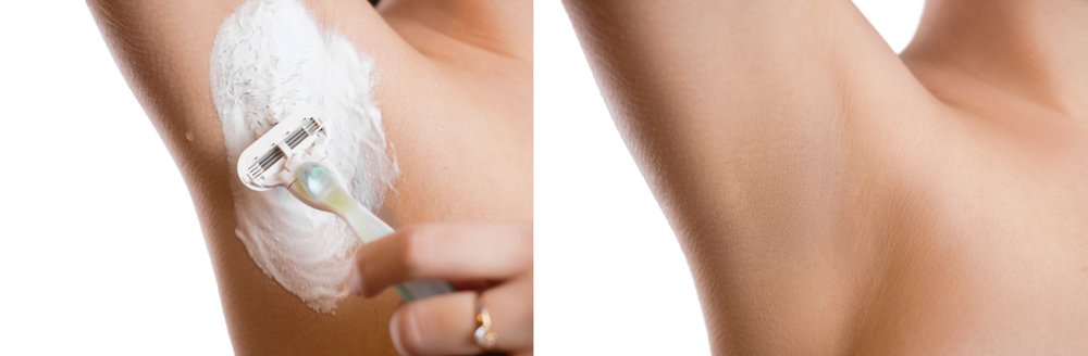 Antes y después del rasurado con creima de afeitar. | Foto: Shutterstock