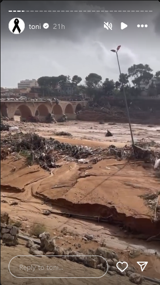 Imágenes compartidas por Toni Costa sobre las inundaciones en Valencia, España | Fuente: Instagram Stories/toni