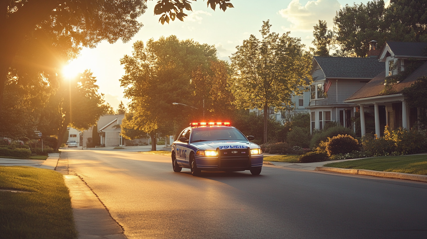 Un Automóvil de Policía en una calle | Fuente: Midjourney