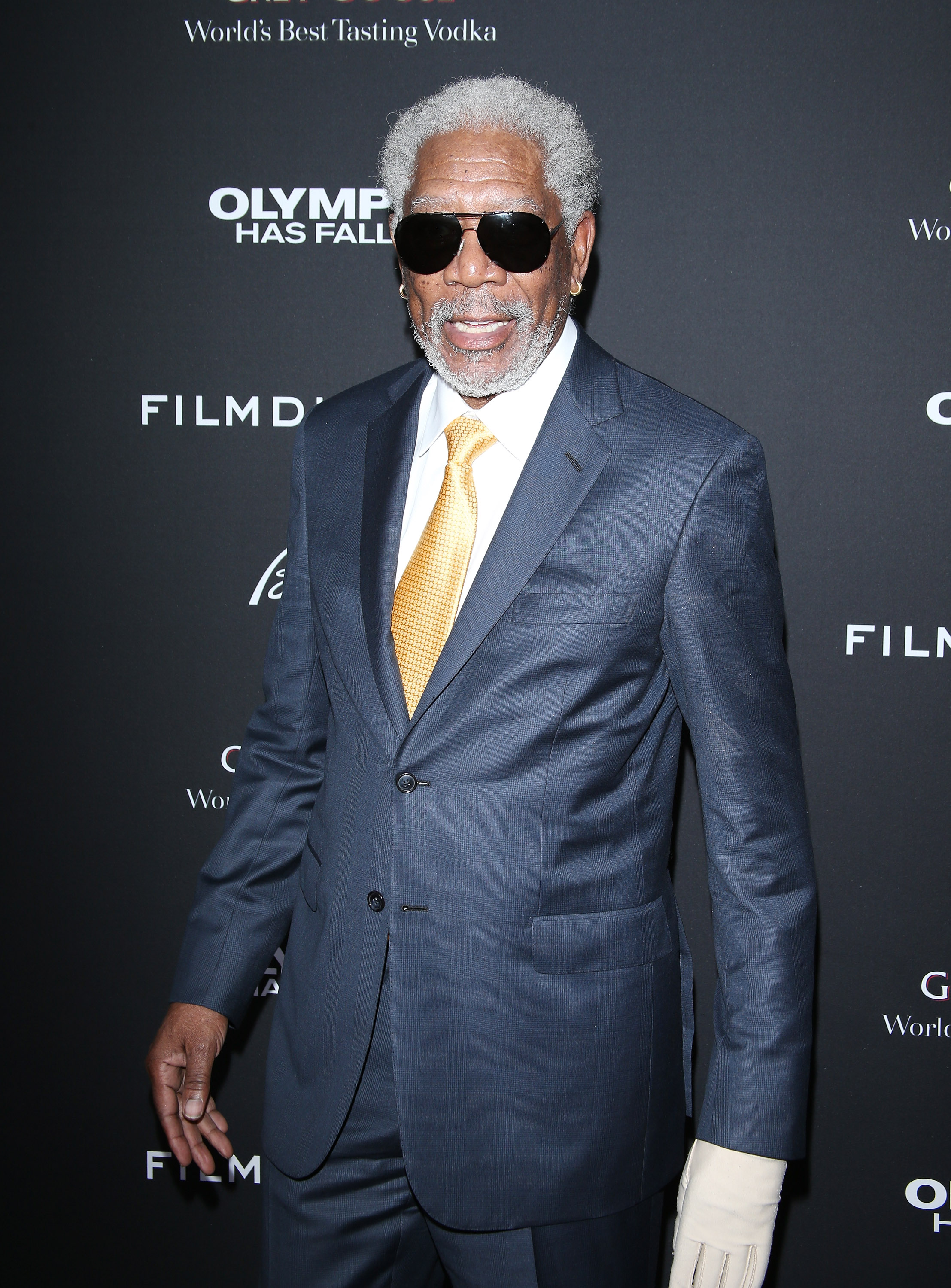 Morgan Freeman en el estreno mundial de "Olympus Has Fallen" en el Brioni Sponsors Film District, en 2013. | Foto: Getty Images