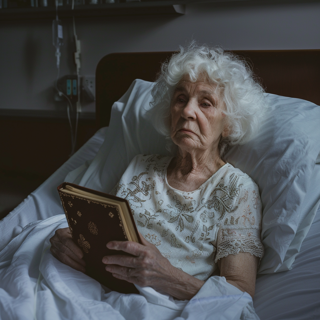Anciana en una cama de hospital | Fuente: Midjourney