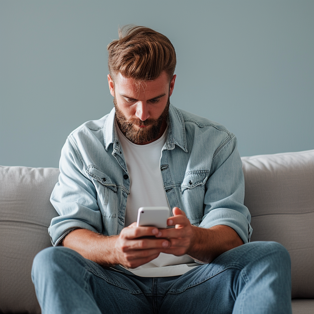 Un hombre usando su teléfono | Fuente: Midjourney