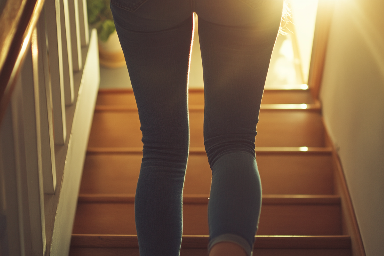 Una mujer de pie en la escalera | Fuente: Midjourney