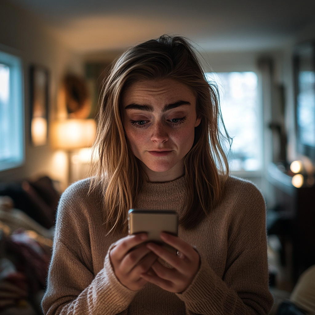 Una mujer utilizando su teléfono | Fuente: Midjourney