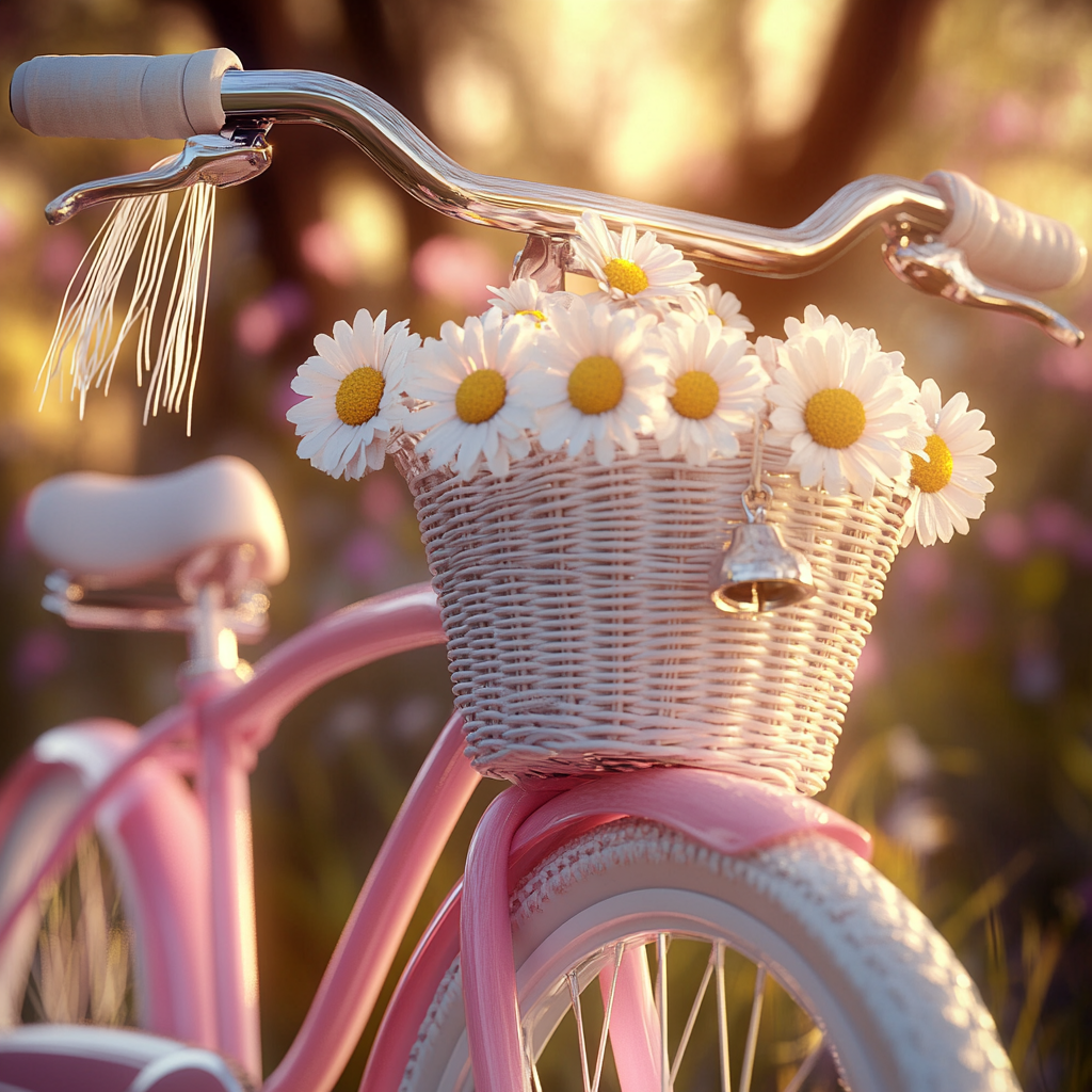 Primer plano de una bonita bicicleta rosa | Fuente: Midjourney