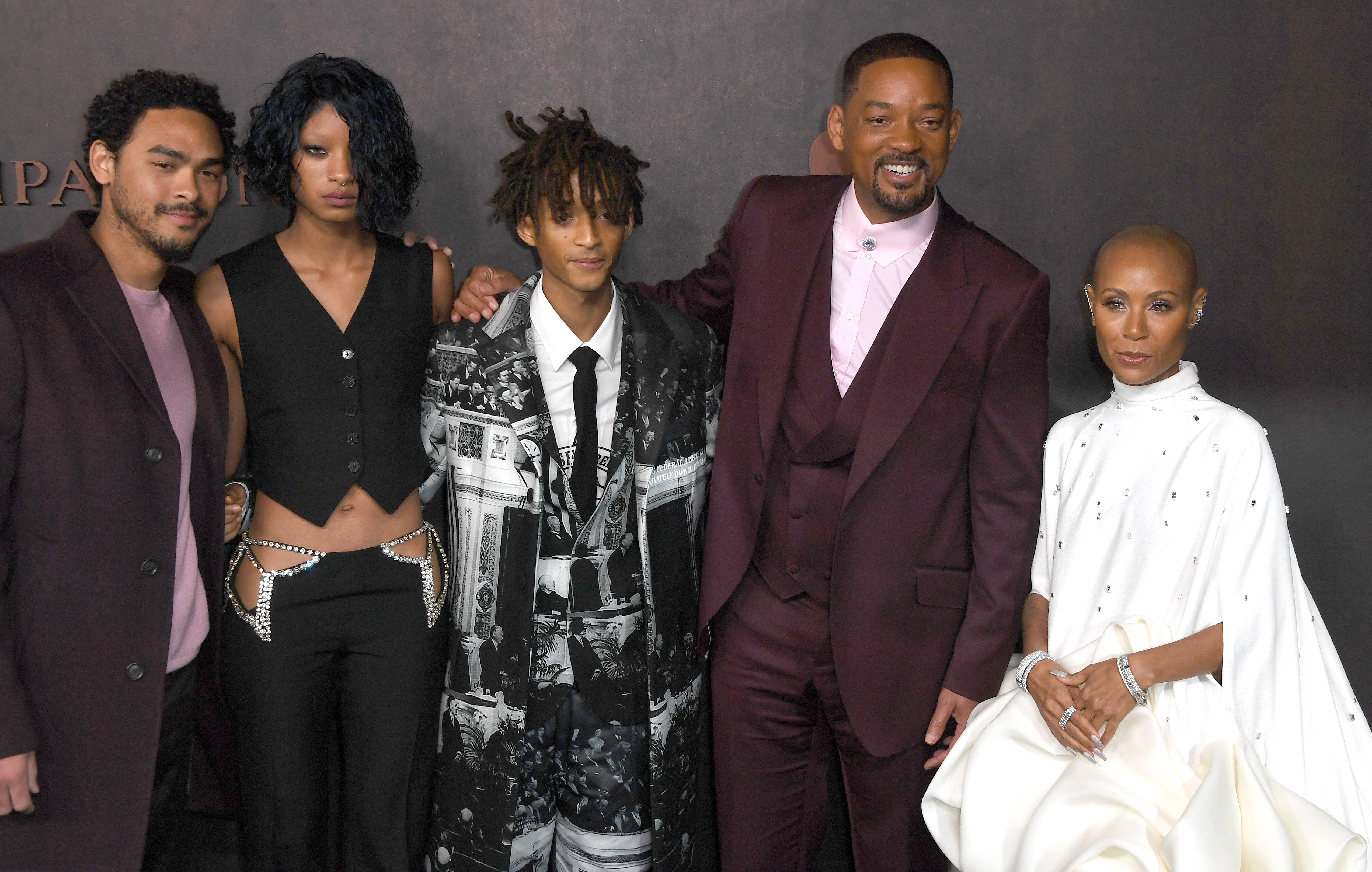 Trey Smith, Willow Smith, Jaden Smith, Will Smith y Jada Pinkett Smith en el estreno en Los Ángeles de "Emancipation" , celebrado en el Regency Village Theatre el 30 de noviembre de 2022 en Los Ángeles, California. | Fuente: Getty Images