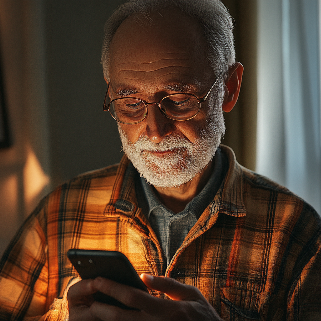 Un hombre mirando la pantalla de un teléfono | Fuente: Midjourney