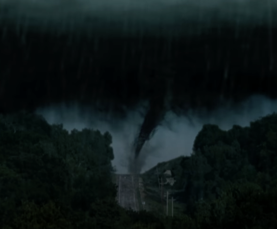 Imagen de un tornado en "Twister" de 1996 en un clip subido el 21 de mayo de 2024 | Fuente: YouTube/Warner Bros. Entertainment