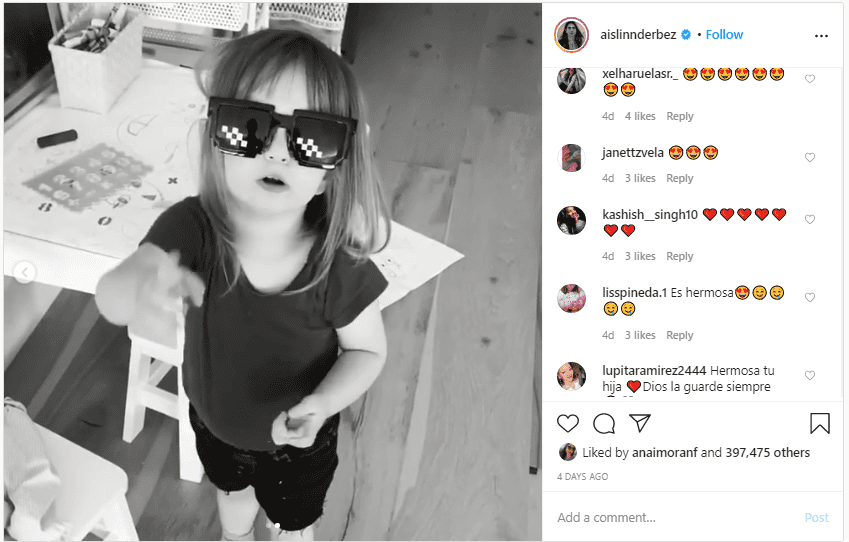 Aislinn Derbez publica en su perfil de Instagram una broma de su hija Kaliani. | Foto: Captura de pantalla de instagram.com/aislinnderbez/