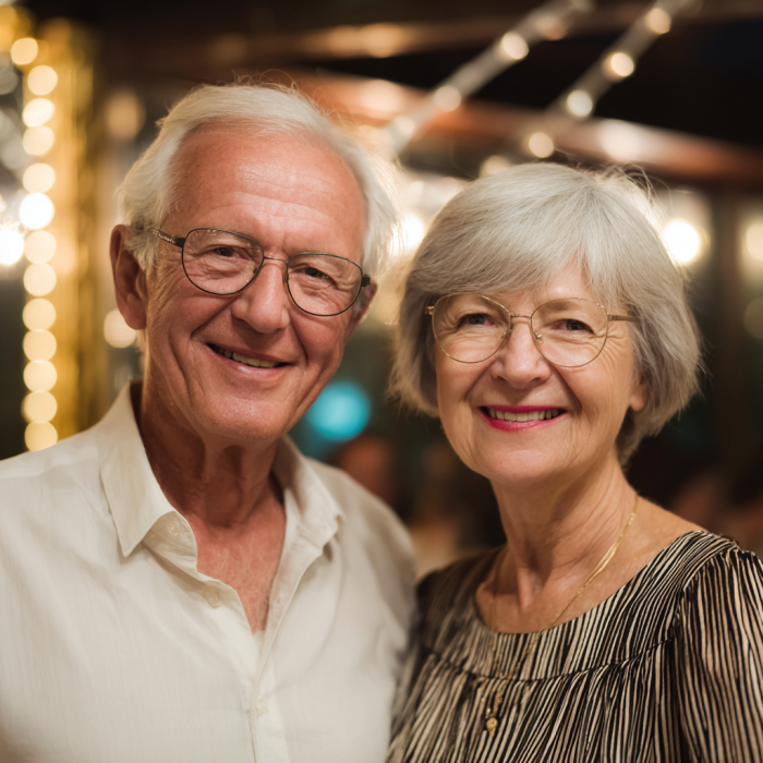 Una amable pareja de ancianos en un restaurante | Fuente: Midjourney