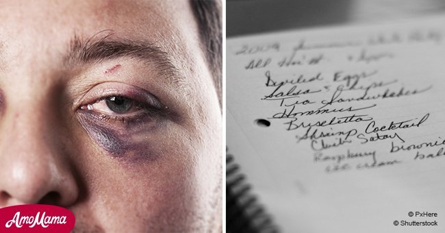 Un hombre se despertó con un ojo morado y encontró una extraña nota de su esposa