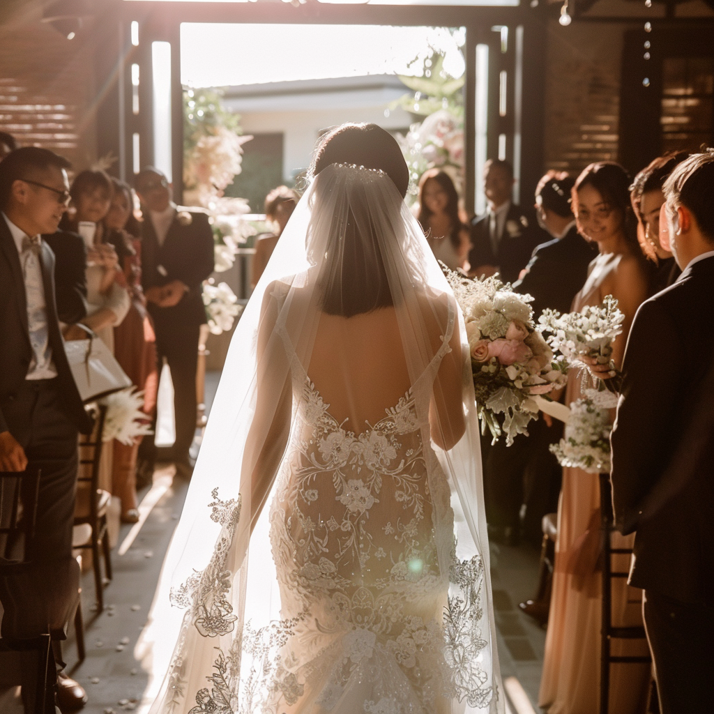 La novia entrando en la ceremonia | Fuente: Midjourney