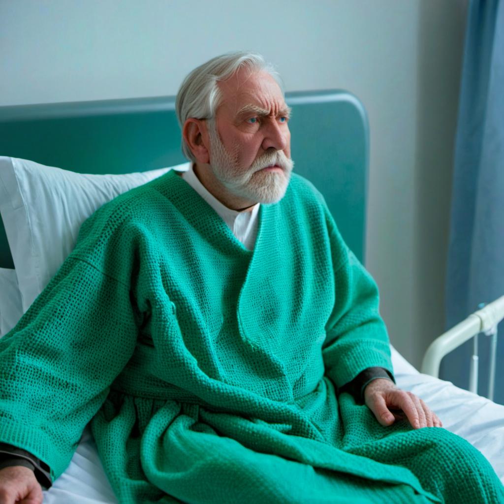El padre de Leah despierto en su cama del hospital | Fuente: Midjourney