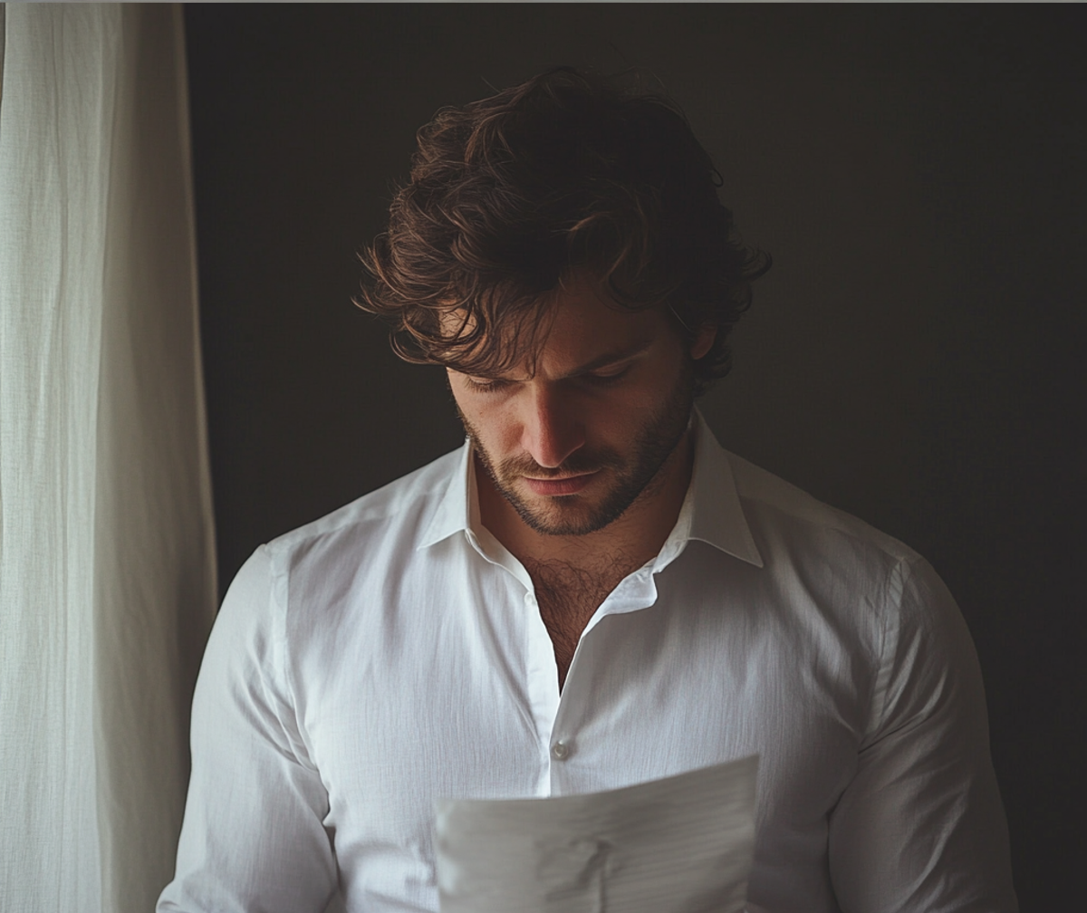 Un hombre leyendo una carta | Fuente: Midjourney