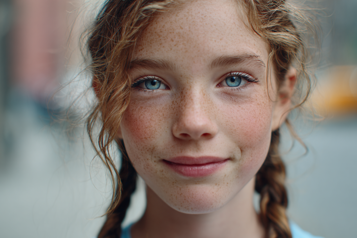 Una chica mirando al frente | Fuente: Midjourney