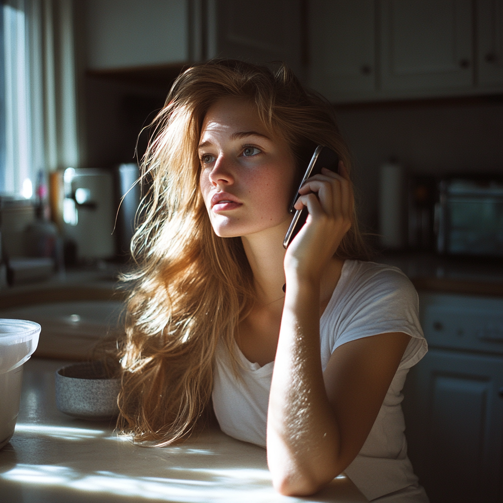 Una mujer hablando por teléfono | Fuente: Midjourney