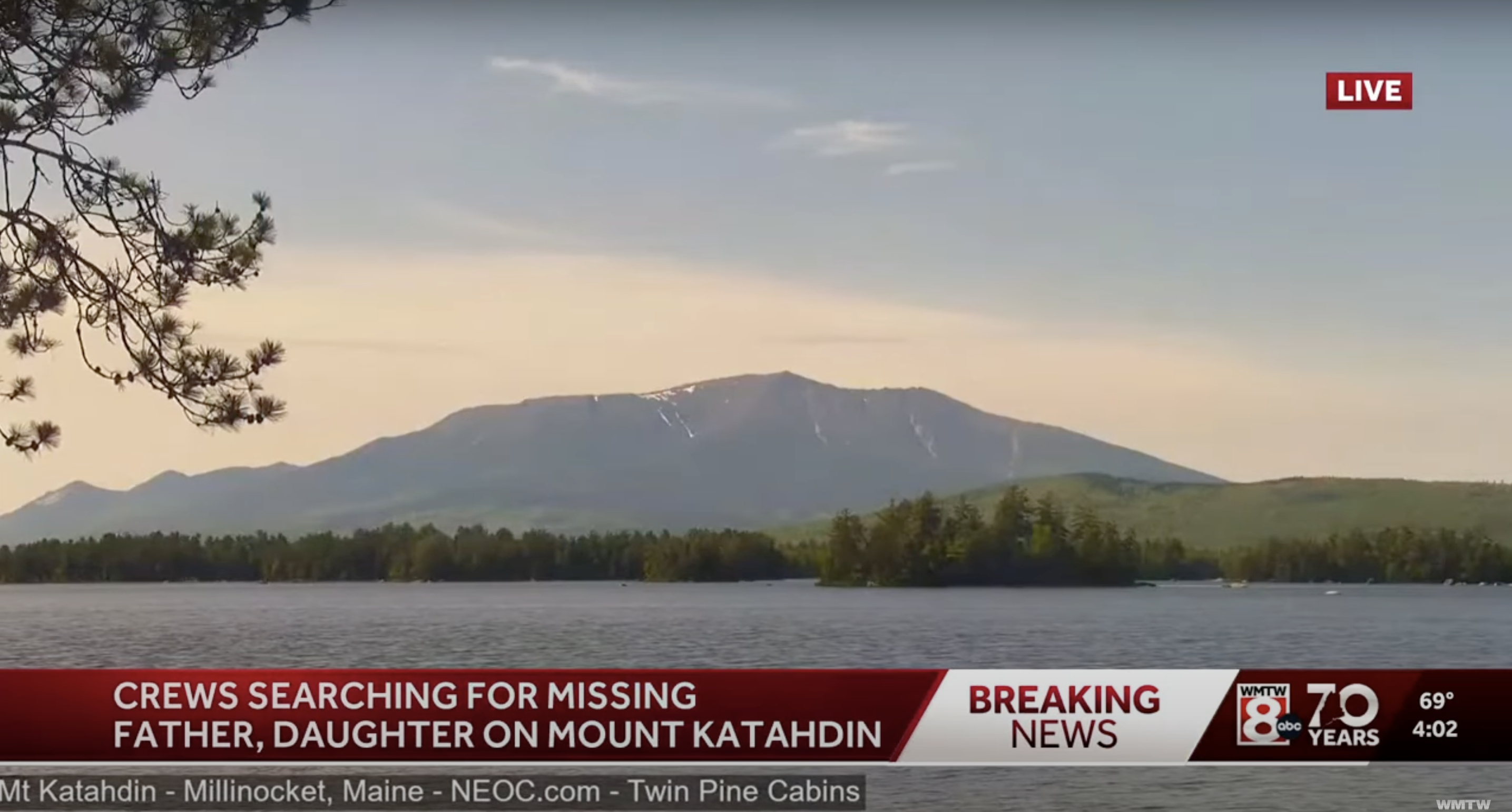 Una vista lejana del monte Katahdin, como se ve en un vídeo del 4 de junio de 2025 | Fuente: YouTube/WMTW