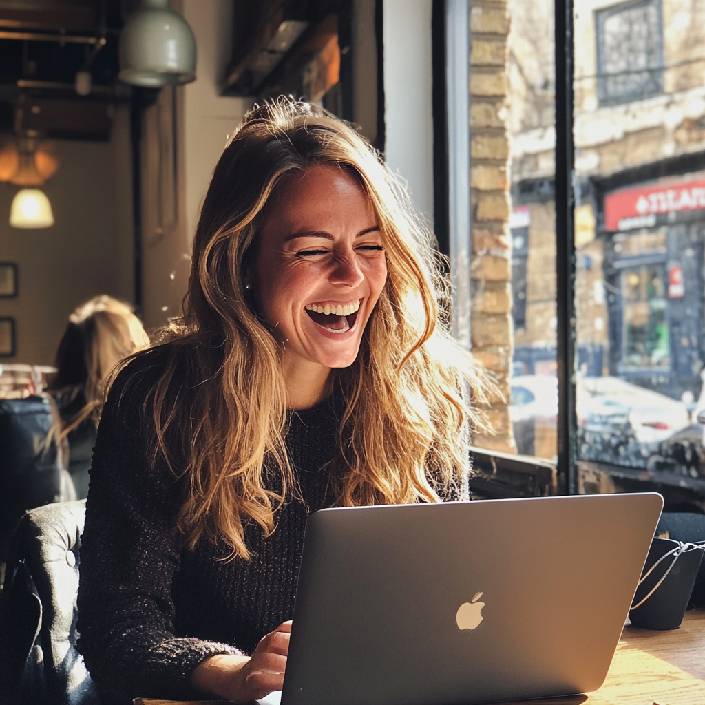 Una mujer sentada en una cafetería | Fuente: Midjourney