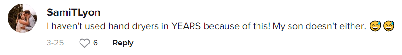 "¡No uso los secados hace AÑOS por esta razón! Mi hijo tampoco los usa 😅😅 " | Comentario de una fan sobre el experimento de @the_lab_life1 sobre secadores de manos en 2023 | Foto: TikTok/@the_lab_life1