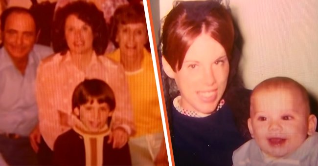 Steve Lickteig con las personas que creía que eran su familia adoptiva [Izquierda]; Lickteig y su madre biológica, Joanie [Derecha]. | Foto: Youtube.com/TODAY