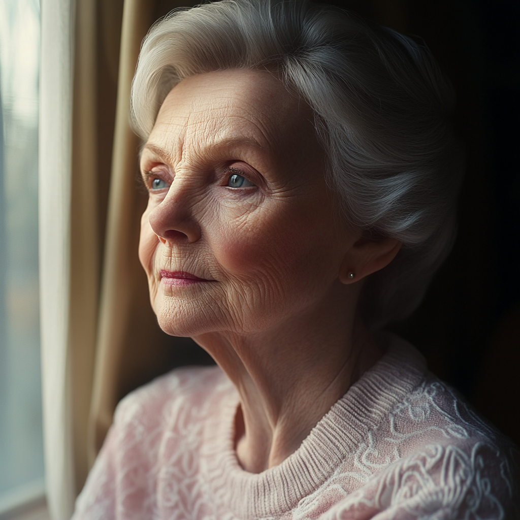 Una mujer mayor junto a una ventana | Fuente: Midjourney