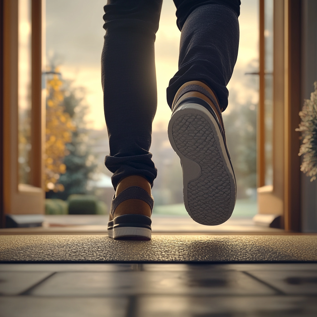 Un hombre saliendo de su casa | Fuente: Midjourney