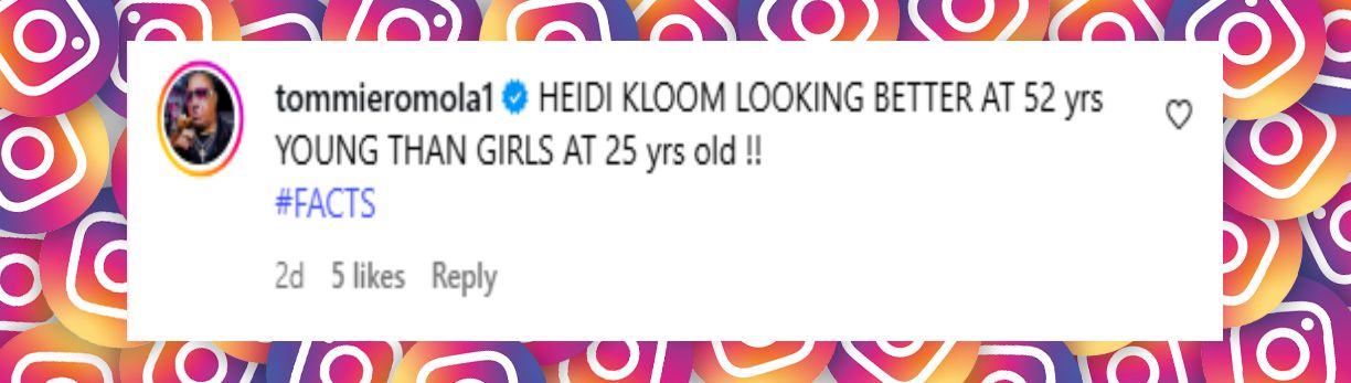 Instagrammer comentando el nuevo vídeo playero de Heidi Klum | Fuente: Instagram/heidiklum