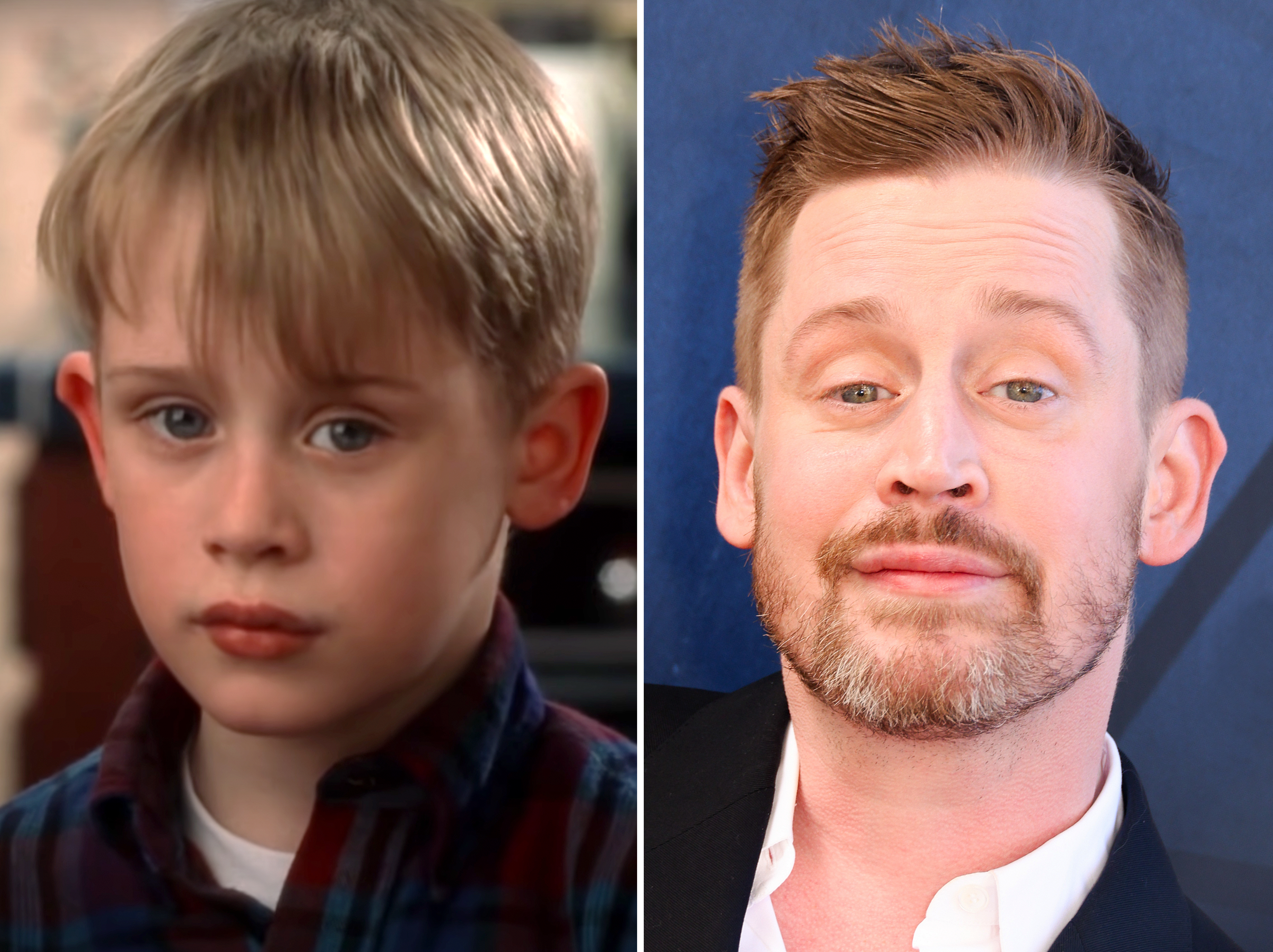 Kevin McCallister de la película de 1990 "Home Alone", publicada el 14 de noviembre de 2020 | Macaulay Culkin en la ceremonia de su estrella en el Paseo de la Fama de Hollywood, en Hollywood, California, el 1 de diciembre de 2023 | Fuentes: YouTube/Disney Plus | Getty Images