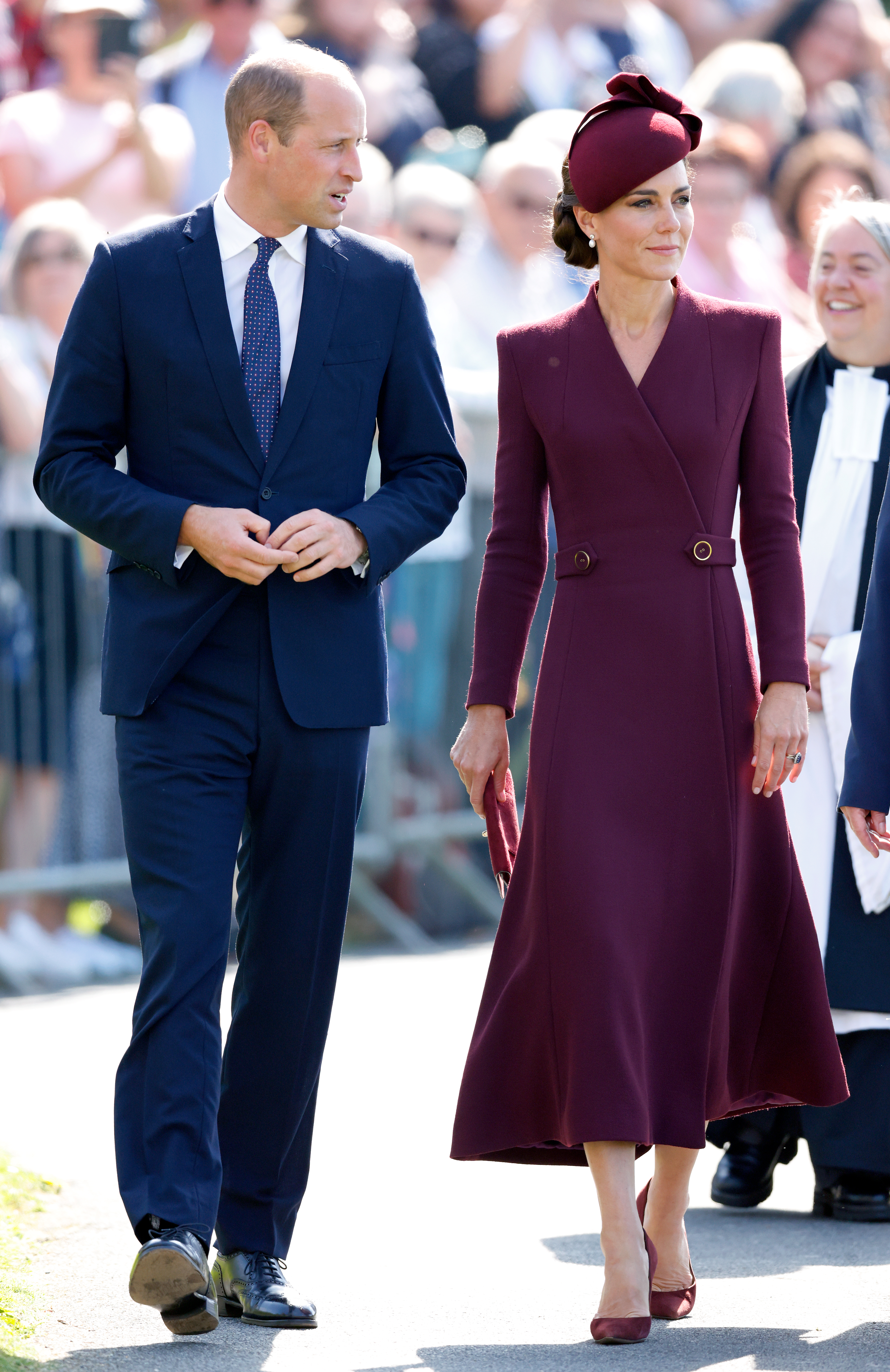 La Princesa Catherine y el Príncipe William en un servicio para conmemorar la vida de Su Majestad la Reina Isabel II en la Catedral de St Davids el 8 de septiembre de 2023 en St Davids, Gales | Foto: Getty Images