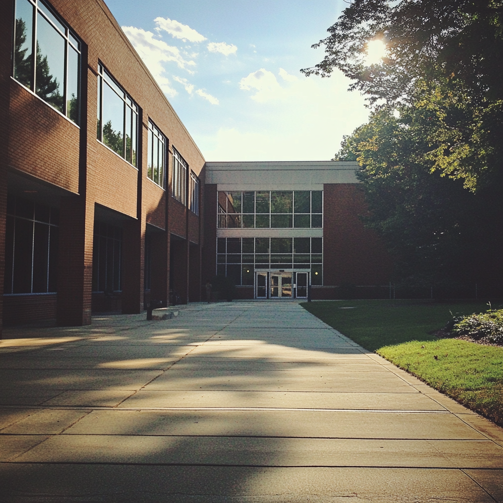 El exterior de un colegio comunitario | Fuente: Midjourney